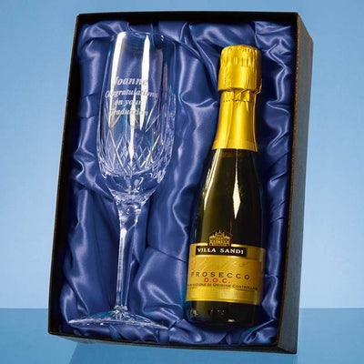 Branded Single Champagne Flute Gift Set with a 20cl Bottle of Prosecco