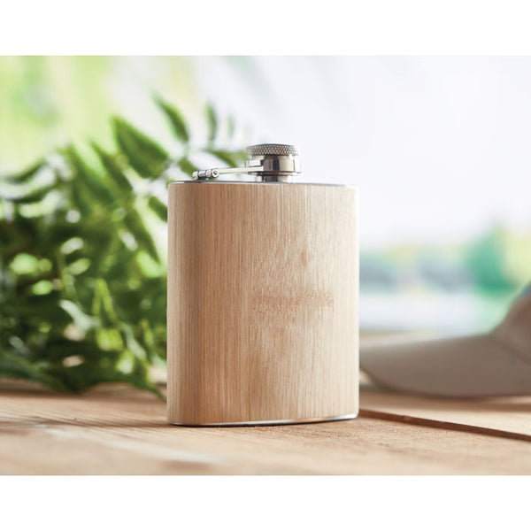 Bamboo slim hip flask 175ml