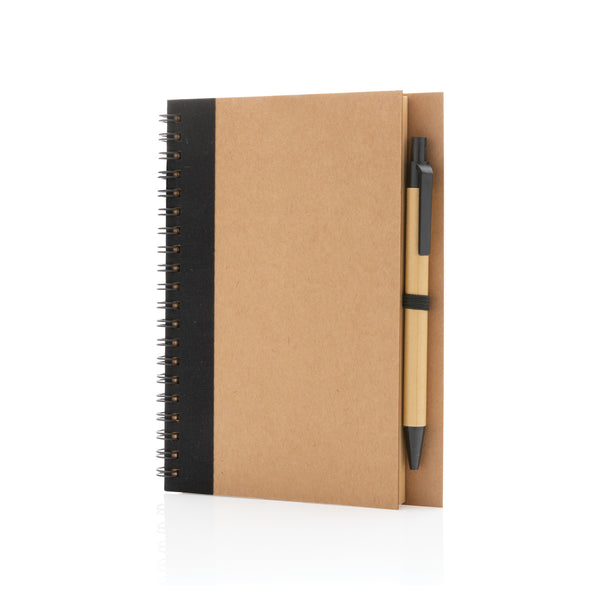 Kraft spiral notebook with pen