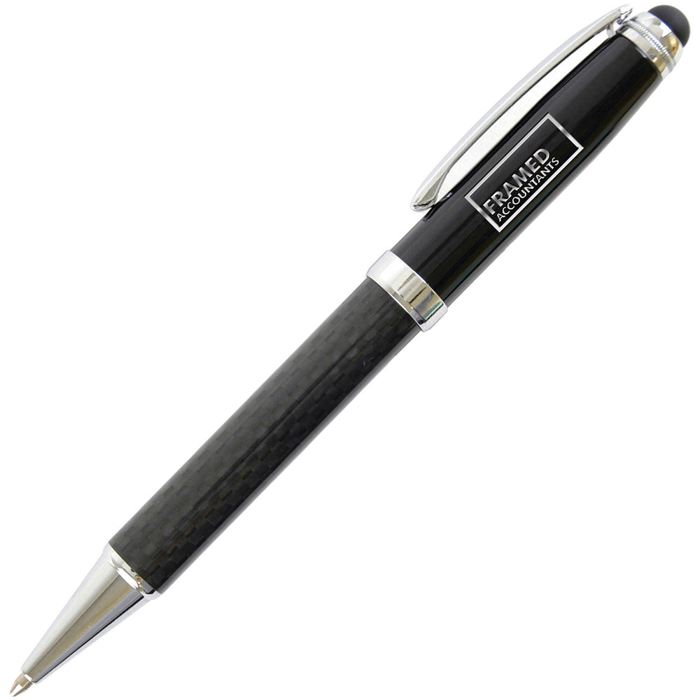 Branded CARBON FIBRE STS ball pen with Chrome Undercoat