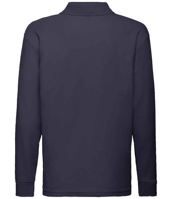 Fruit of the Loom Kids Long Sleeve Poly/Cotton Piqué Polo Shirt Deep Navy