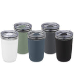 Branded Bello 420 ml glass tumbler with recycled plastic outer wall