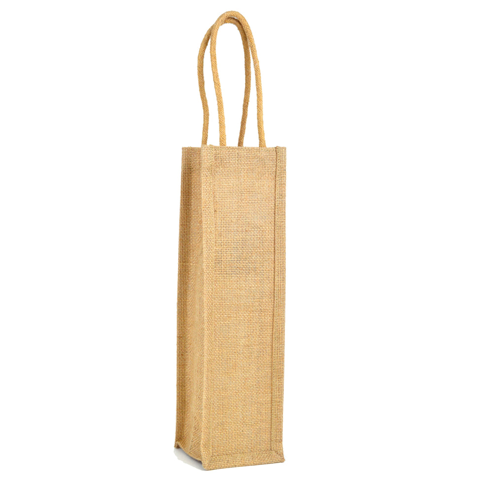 Branded Bordeaux Jute, One Bottle, Wine Bag with carry handles