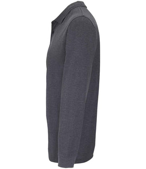 SOL'S Unisex Planet Long Sleeve Piqué Polo Shirt Charcoal Marl