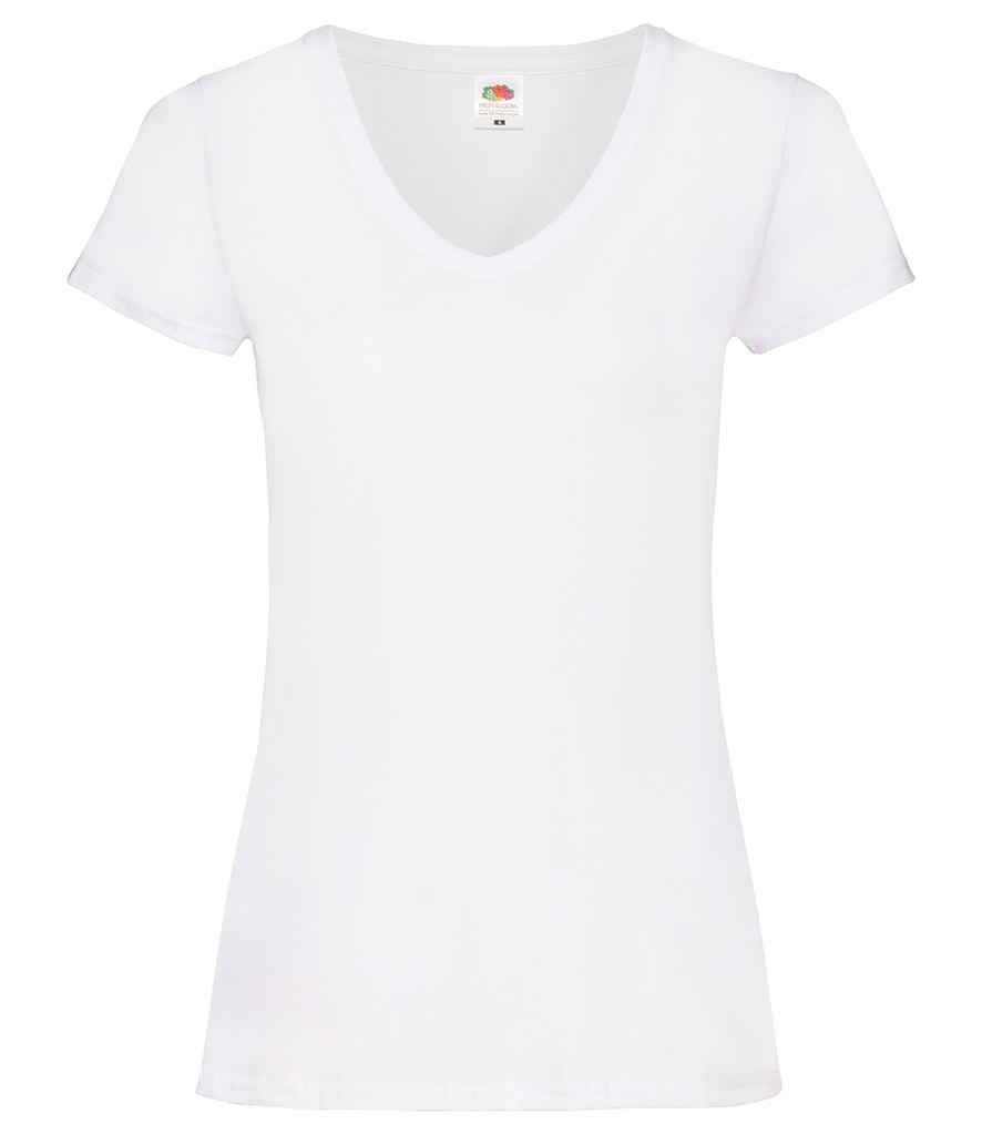 Fruit of the Loom Lady Fit Value V Neck T-Shirt White