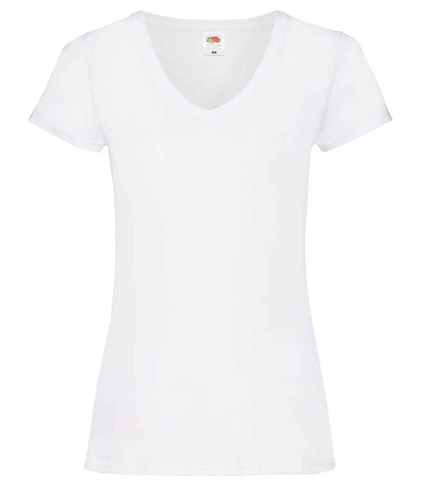 Fruit of the Loom Lady Fit Value V Neck T-Shirt White