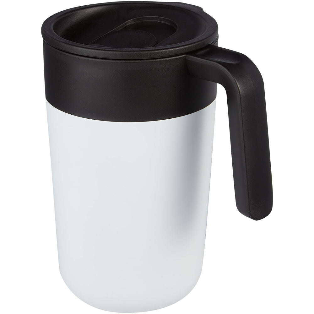 Branded Nordia 400 ml double-wall recycled mug
