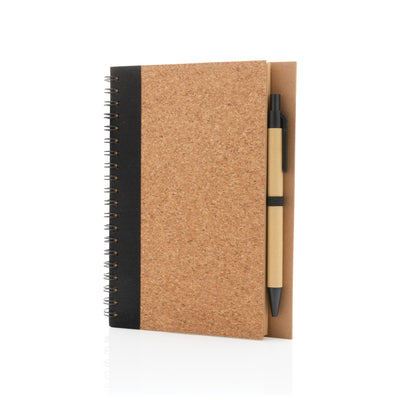 Cork spiral notebook with pen