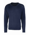 Premier Knitted Cotton Acrylic V Neck Sweater Navy