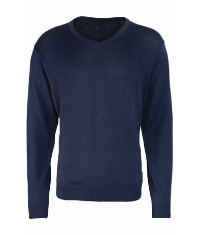 Premier Knitted Cotton Acrylic V Neck Sweater Navy