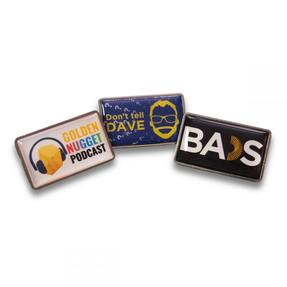 Express Printed Duo Pin Badge - Rectangle 37mm x 22mm