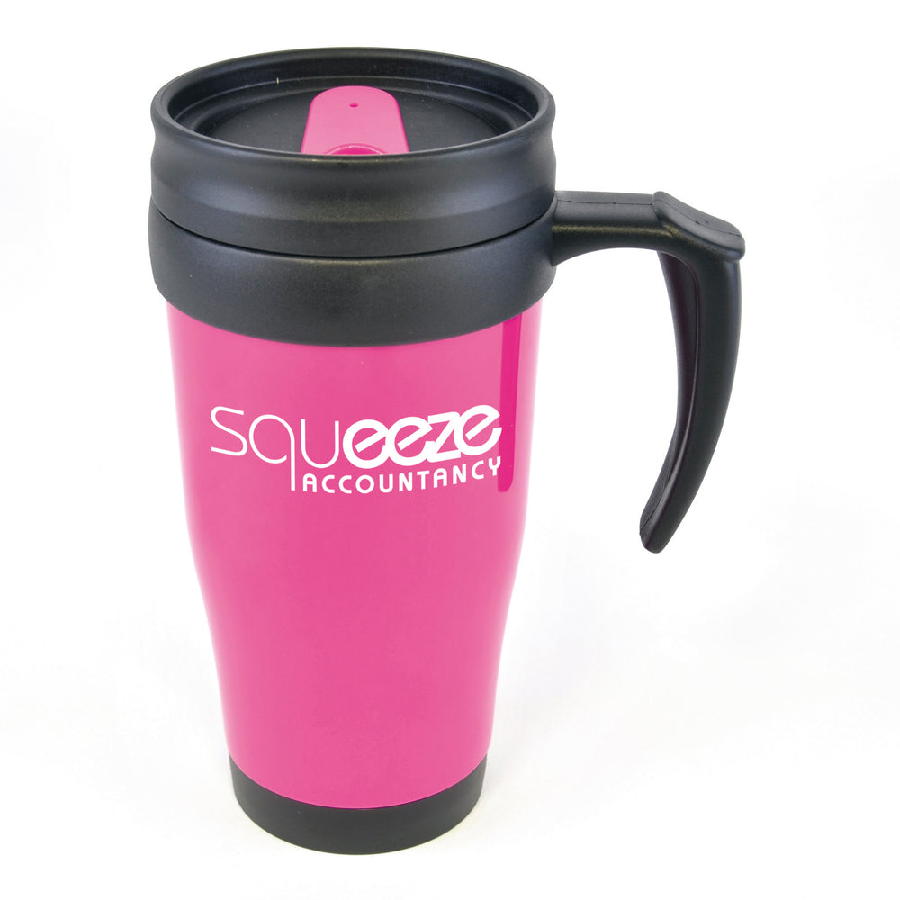 Branded Polo Plus 400 ml Plastic Solid Coloured Travel Mug