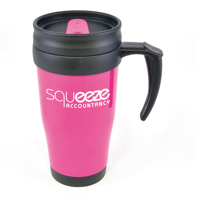 Branded Polo Plus 400 ml Plastic Solid Coloured Travel Mug