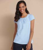 Henbury Ladies Pleat Front Short Sleeve Blouse