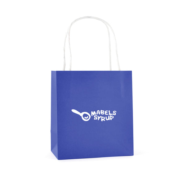 Branded Brunswick Small 230gsm paper bag with twisted paper handles