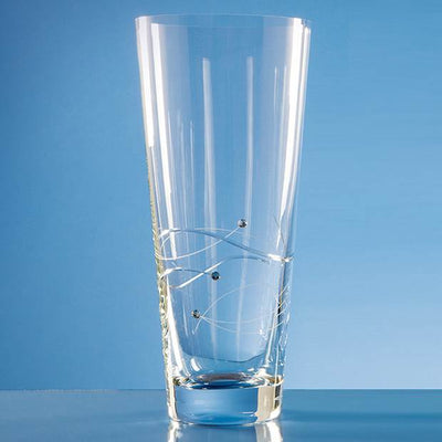 30cm Diamante Conical Vase with Spiral Design Cutting