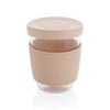 Branded Ukiyo borosilicate glass with silicone lid and sleeve