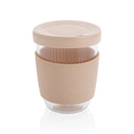 Branded Ukiyo borosilicate glass with silicone lid and sleeve