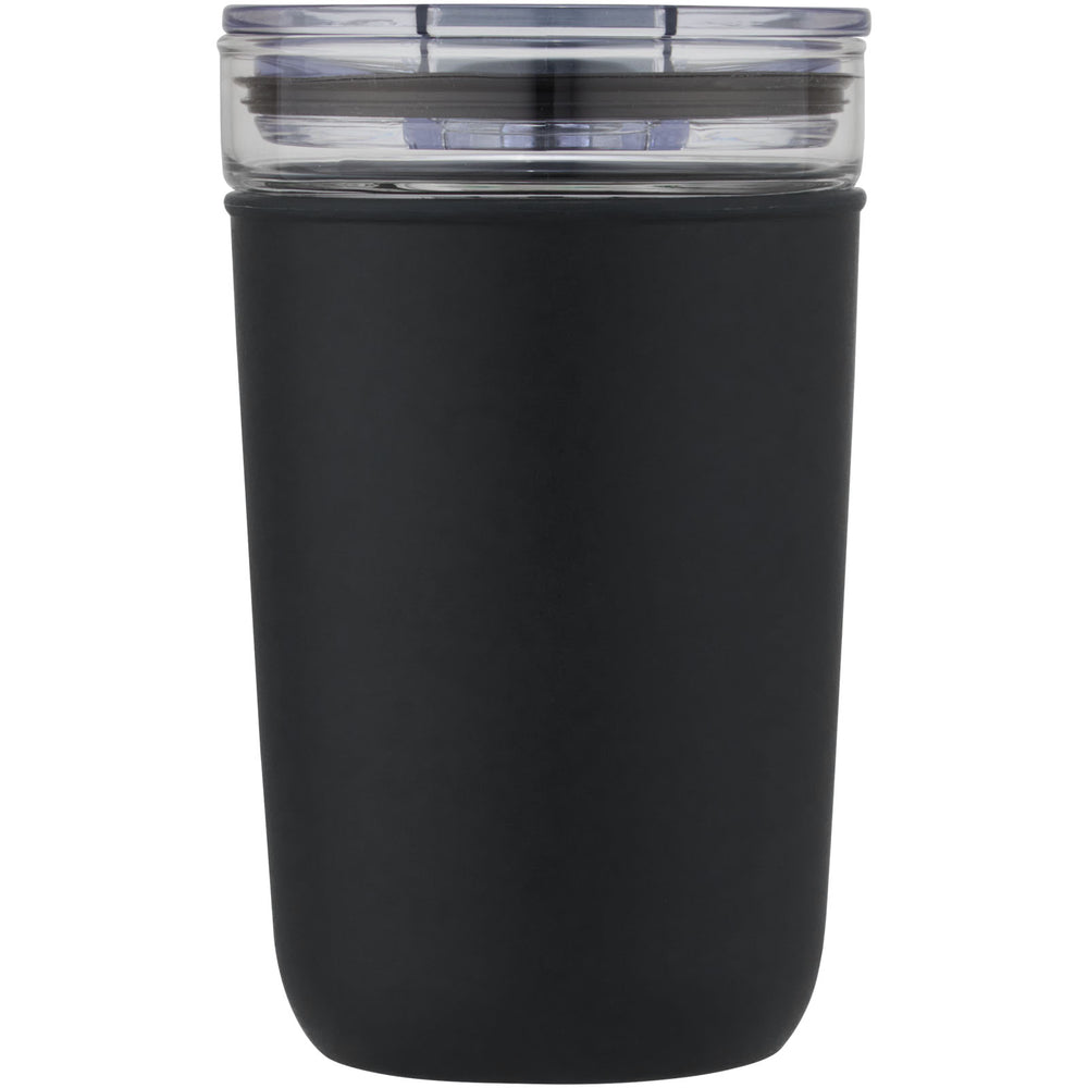 Branded Bello 420 ml glass tumbler with recycled plastic outer wall