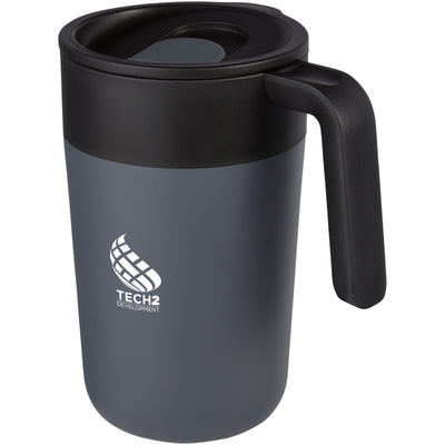 Branded Nordia 400 ml double-wall recycled mug