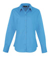Premier Ladies Long Sleeve Poplin Blouse Sapphire Blue