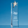 Branded 27.5cm Optical Crystal Rectangle with a Gold Star