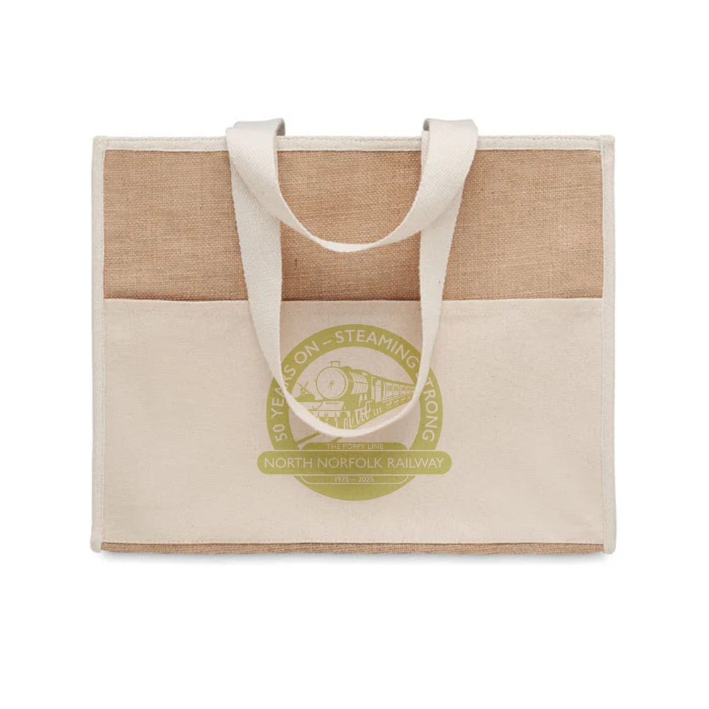 Jute and canvas cooler bag