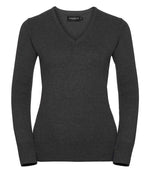 Russell Collection Ladies Cotton Acrylic V Neck Sweater