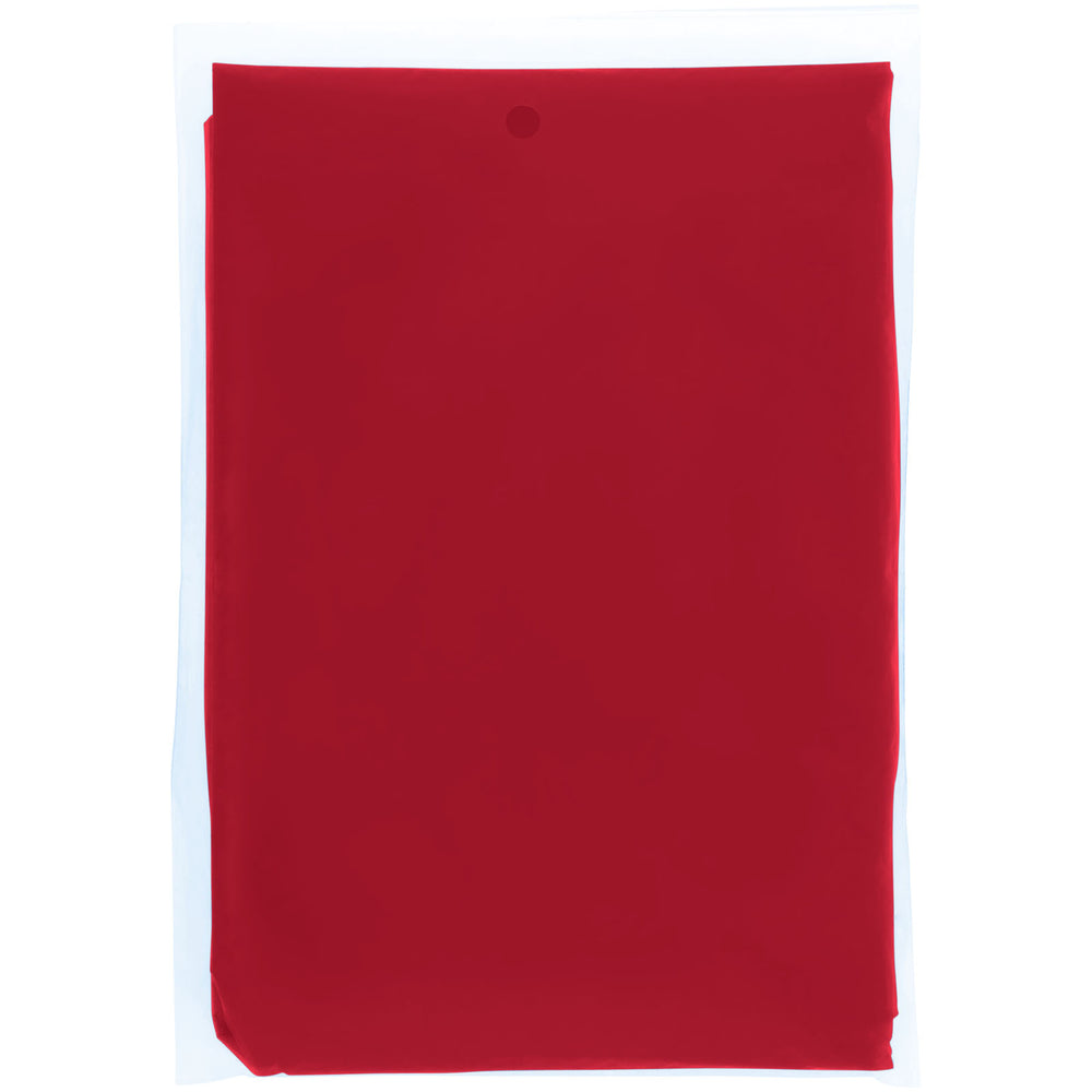Branded Ziva disposable rain poncho with storage pouch