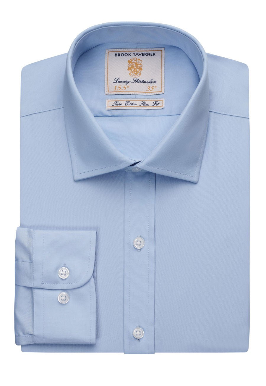 Branded Brook Taverner Chelsea Slim Fit Shirt Cotton Poplin