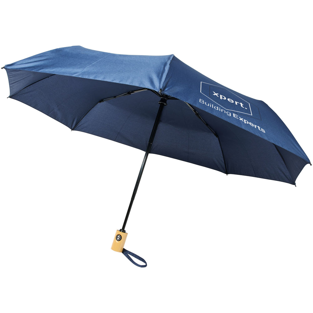 Branded Bo 21" foldable auto open/close recycled PET umbrella
