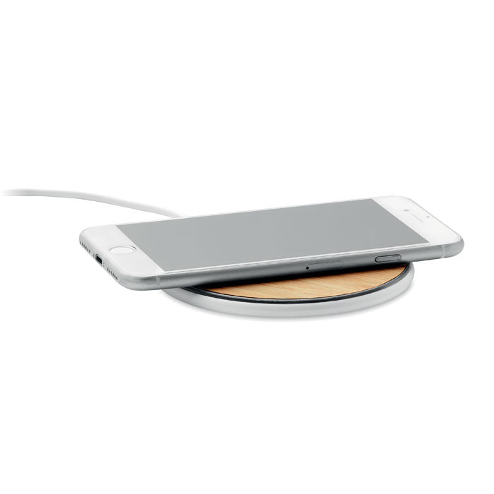 Branded Bamboo and Plastic wireless charger 10W