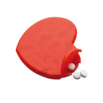 Red Heart shaped peppermint container with corner dispenser