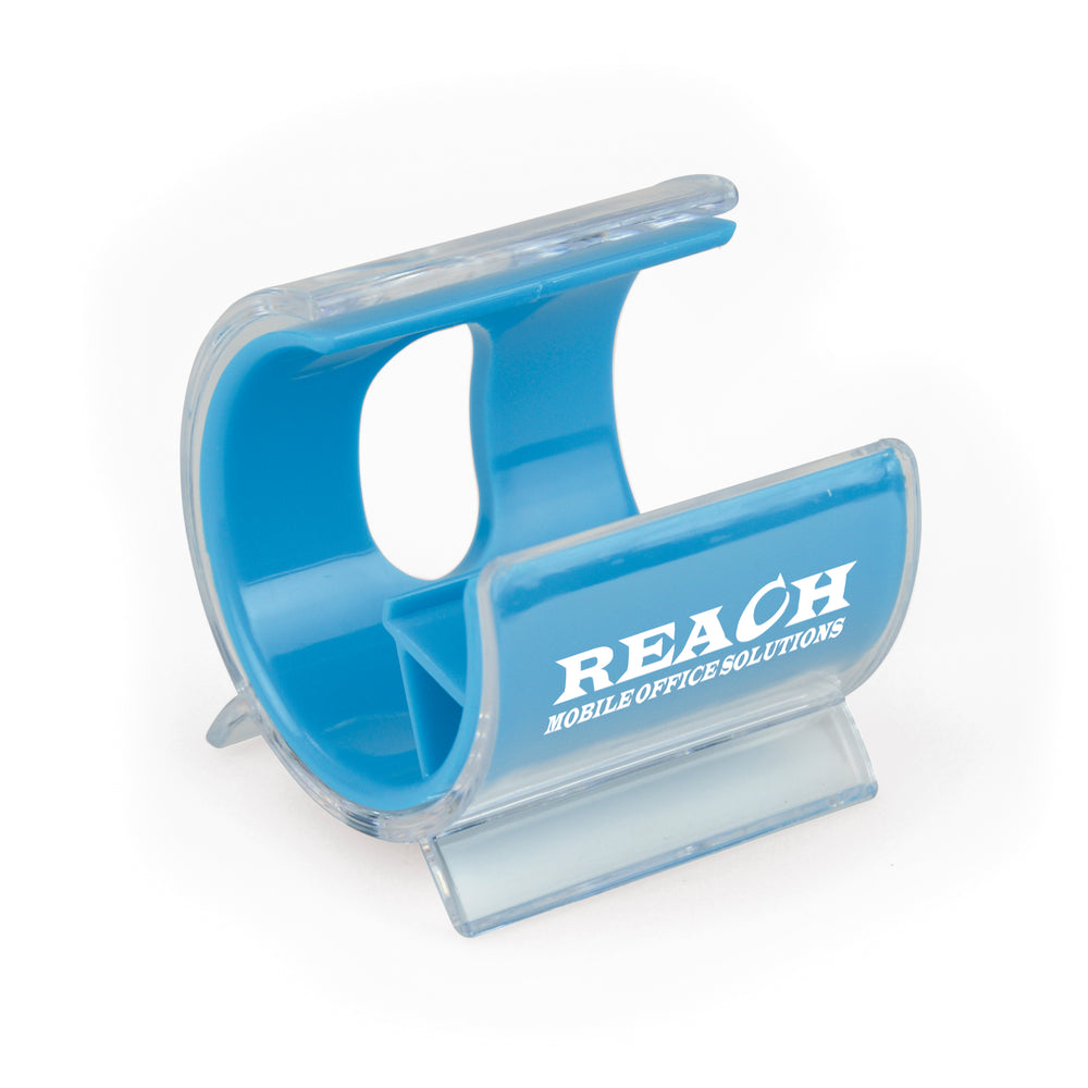 Branded Turbo Desk Phone Holder. Solid Colour Inner Plastic + Clear Cover