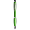 Curvy stylus ballpoint pen with green barrel and green grip