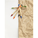 Full range of the Berk recycled carton and corn plastic ballpoint pen in 5 colours, including black, blue, red, orange and green on top of the brown material used to make the pen