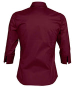 SOL'S Ladies Effect 3/4 Sleeve Fitted Shirt Burgundy