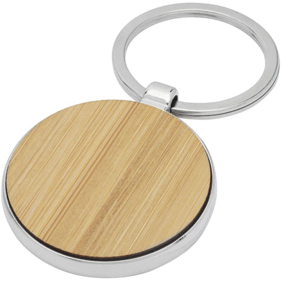 Branded Nino bamboo round keychain