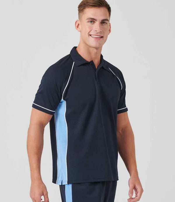 Finden + Hales Performance Piped Polo Shirt Navy/Sky Blue/White
