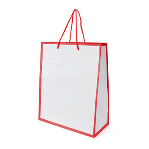 Newquay White Paper Bag with trim and contrasting rope handles