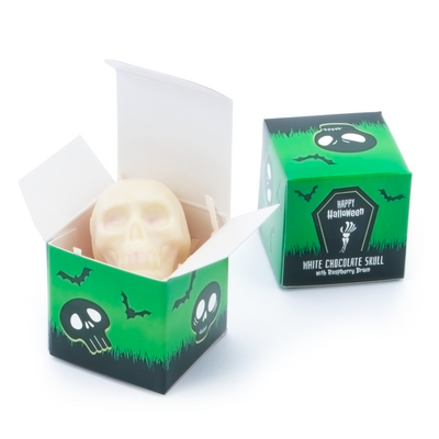 Halloween, Eco Mini Cube Box, White Chocolate Skulls, x1 Bespoke