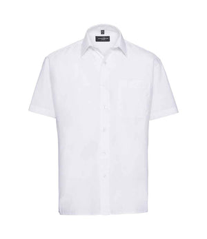 Russell Collection Short Sleeve Easy Care Poplin Shirt White