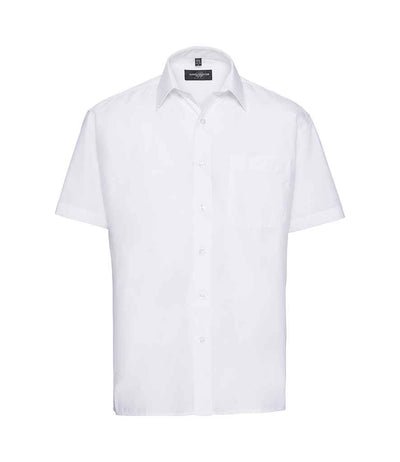 Russell Collection Short Sleeve Easy Care Poplin Shirt White