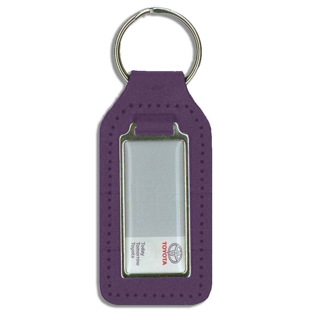 Branded Long Square Shaped Keyfob with Domed Medallion