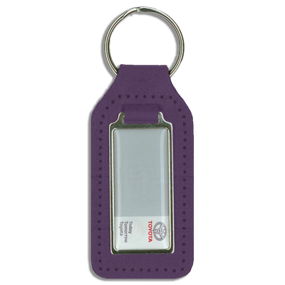 Branded Long Square Shaped Keyfob with Domed Medallion