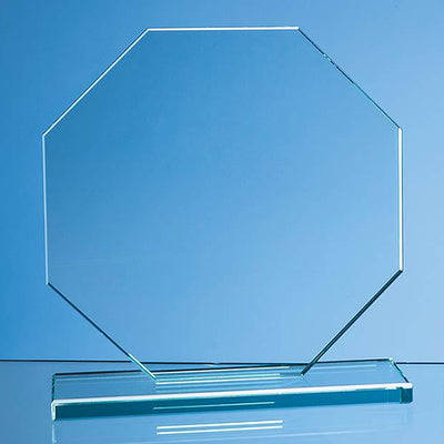 Branded 20cm x 20cm x 12mm Jade Glass Octagon Award