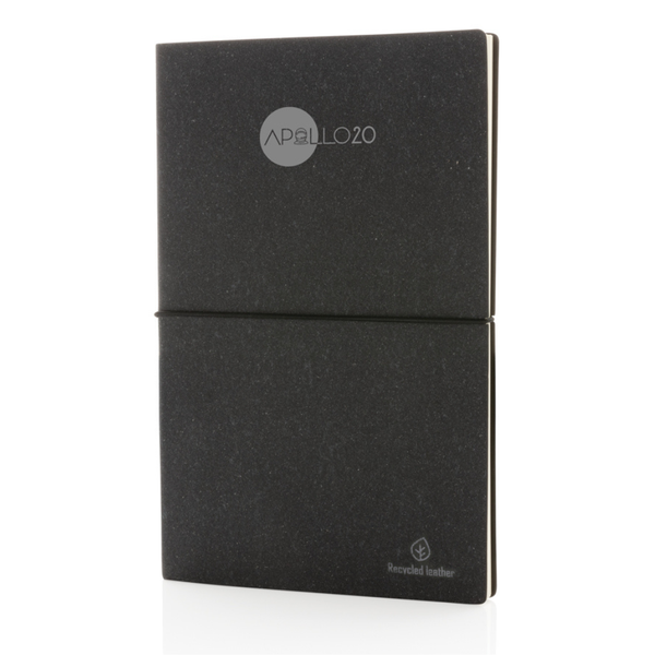 Branded A5 recycled leather notebook