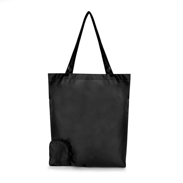 foldable shopping bag. Zippered closure. Plastic Carabiner Hook