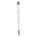 Push button pen with black ink in white