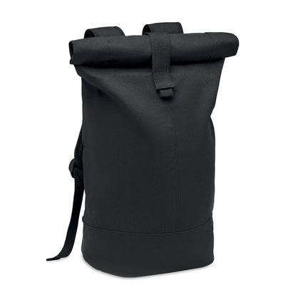 Branded Rolltop washed canvas backpack